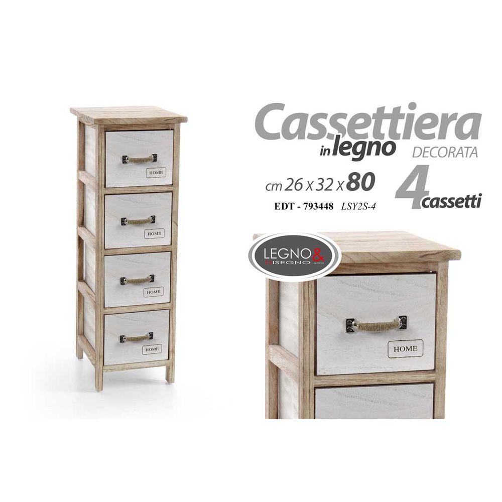 Edt/Cassettiera 4Cas 26*32*80    Lsy2S-4 - Bianco - Como & Cassettiere | Mikasa