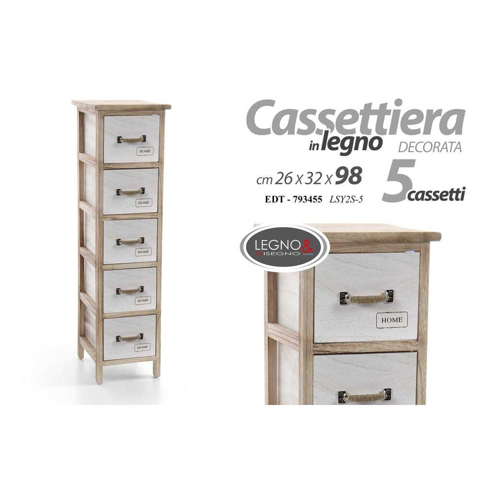 Edt/Cassettiera 5Cas 26*32*98Cm  Lsy2S-5 - Bianco - Como & Cassettiere | Mikasa