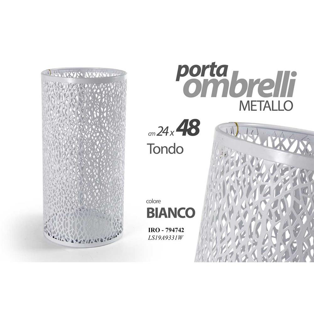 Iro/P.Ombrelli Bia 24*24*48Cm Ls19A9331W - Metallo Bianco - Porta Ombrelli | Mikasa