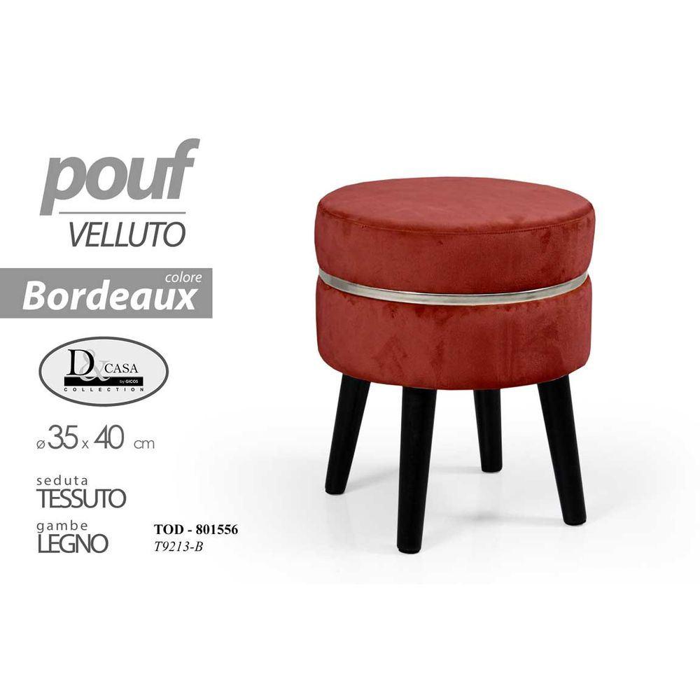 Tod/Pouf Bordeaux 35*40,5 T9213-B-52 - Rosso - Pouf | Mikasa