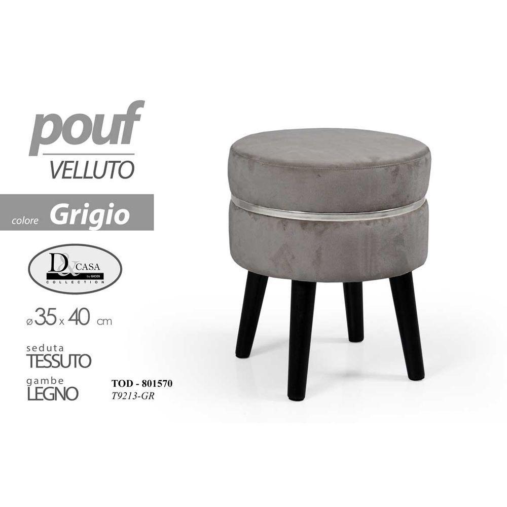 Tod/Pouf Grigio 35*40,5Cm T9213-Gr-85 - Grigio - Pouf | Mikasa