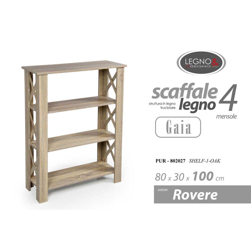 Pur/Scaffale 4Rip 80*30*100Cm 18P7-3-Oak