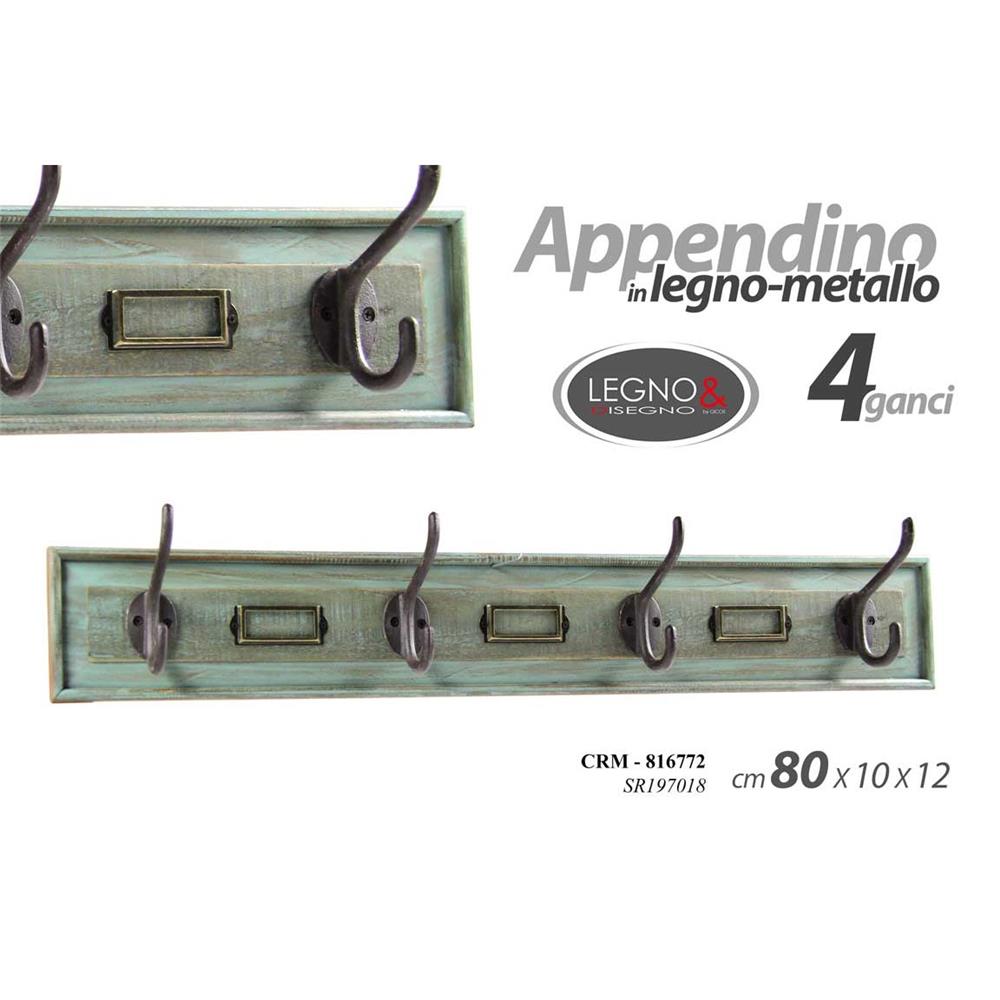 Crm/Appendino 4 Ganci 80*10*12 Sr197018 - Legno Verde - Appendiabiti | Mikasa