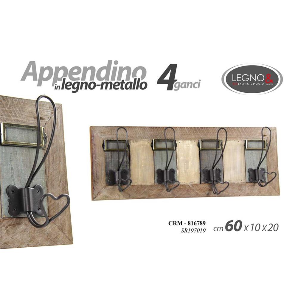 Crm/Appendino 4Ganci 60*10*20Cm Sr197019 - Legno Beige - Appendiabiti | Mikasa