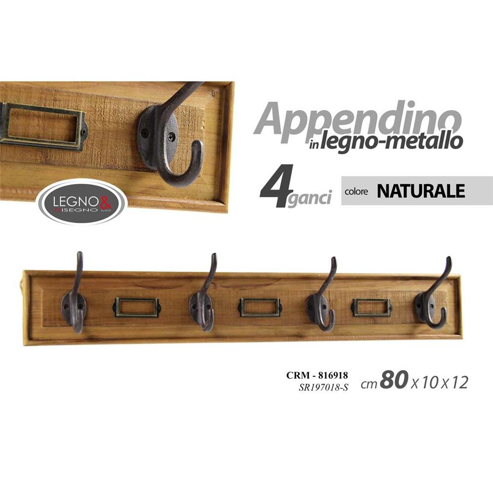 Crm/Appendino 4Ganci 80*10*12 Sr197018S - Legno Marrone - Appendiabiti | Mikasa