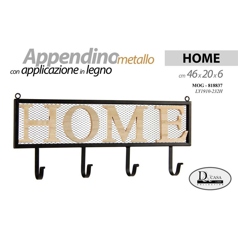 Mog/Gancio A 4 Home 46*20*6 Ly1910-232H - Metallo Nero - Appendiabiti | Mikasa