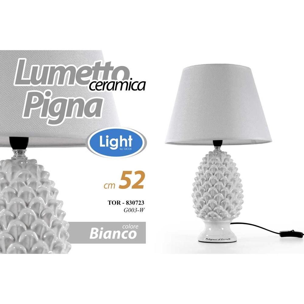 Tor/Lampada Pigna Bianca H.52Cm G003/W - Ceramica Bianco - Lampade | Mikasa
