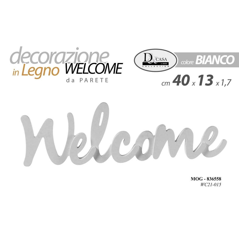 Mog/Frase Welcome 40*13*1,7Cm    Wc21015 - Legno Bianco - Scritte | Mikasa