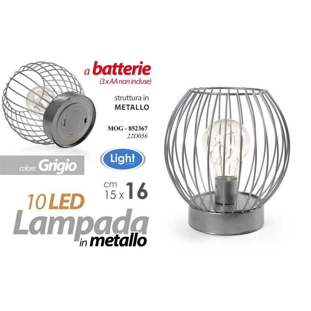 Mog/Lampada Led C.Silv 15*15*16Cm 22D056 - Grigio - Lampade | Mikasa