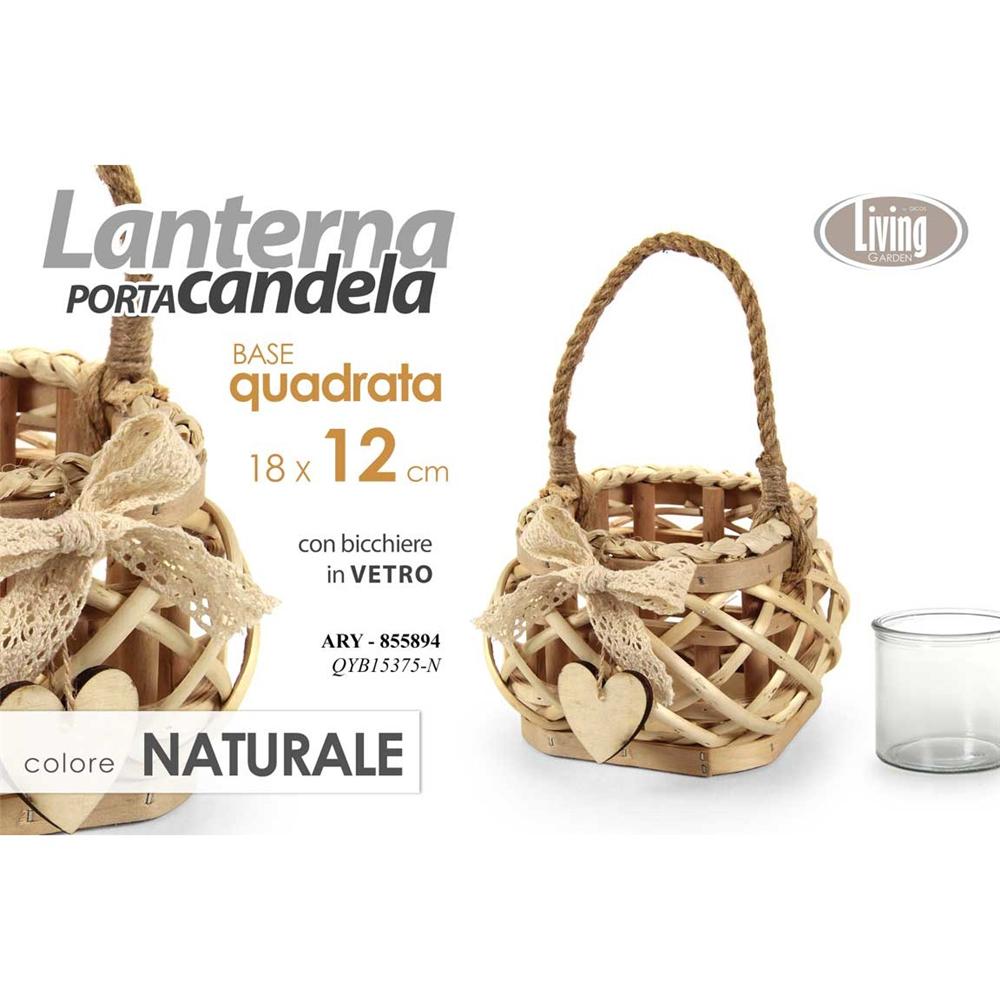 Ary/Lanterna Nat.P.Can. 14*12 Qyb15375/N - Legno Naturale - Lanterne | Mikasa