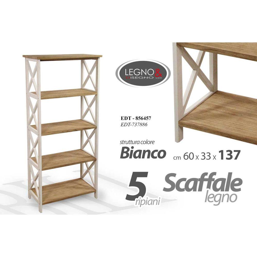 Edt/Scaffale A 5 60*33*137Cm  Edt-737886 - Bianco - Mensole, Scaffali & Ripiani | Mikasa