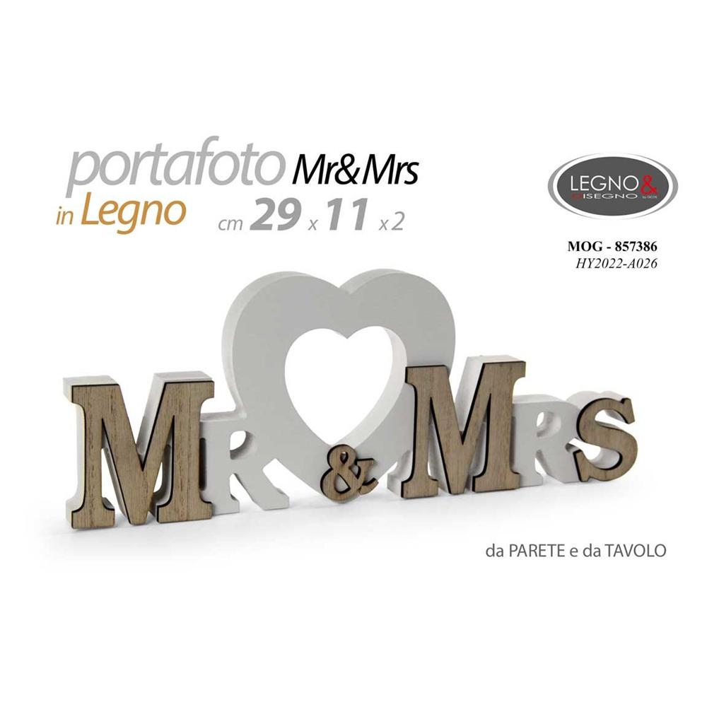 Mog/P.Foto Mdf Mr.&Mrs 29*11 Hy2022A026 - MDF Marrone - Scritte | Mikasa