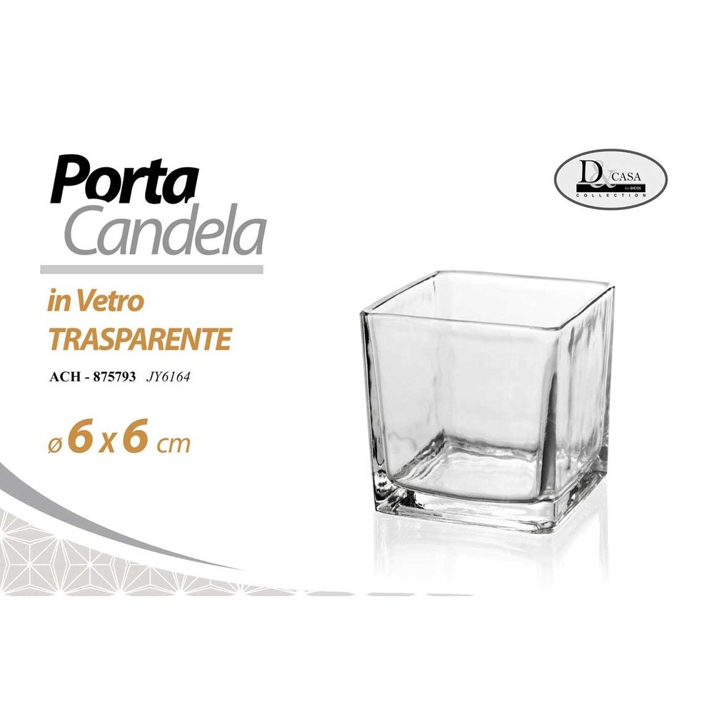 Ach/Portacandela Vetro 6*6*6Cm Jy6164 - Vetro Trasparente - Candele Natalizie | Mikasa