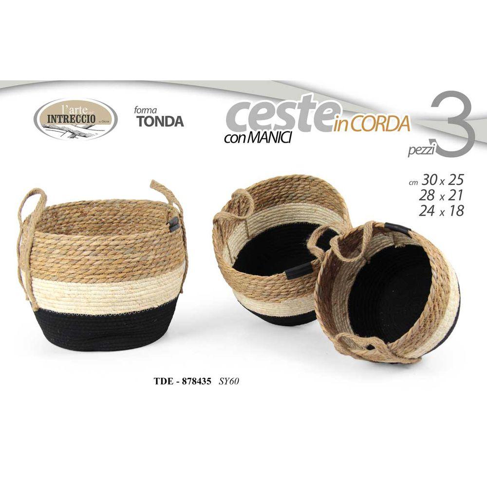 Tde/Cestino Tondo Nero 30*25Cm 882265 Sy60