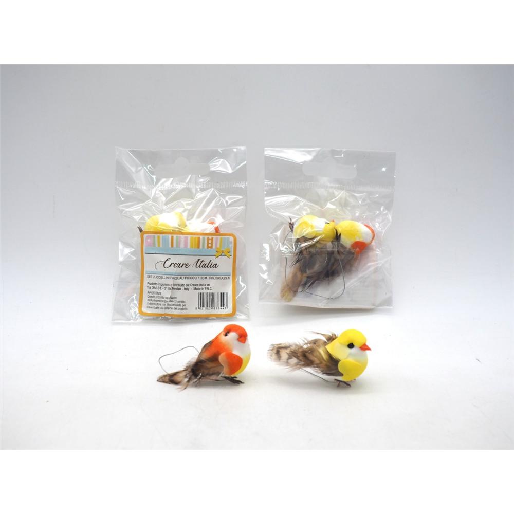 SET 2UCCELLINI PASQUALI PICCOLI 1,8CM. COLORI ASS.TI