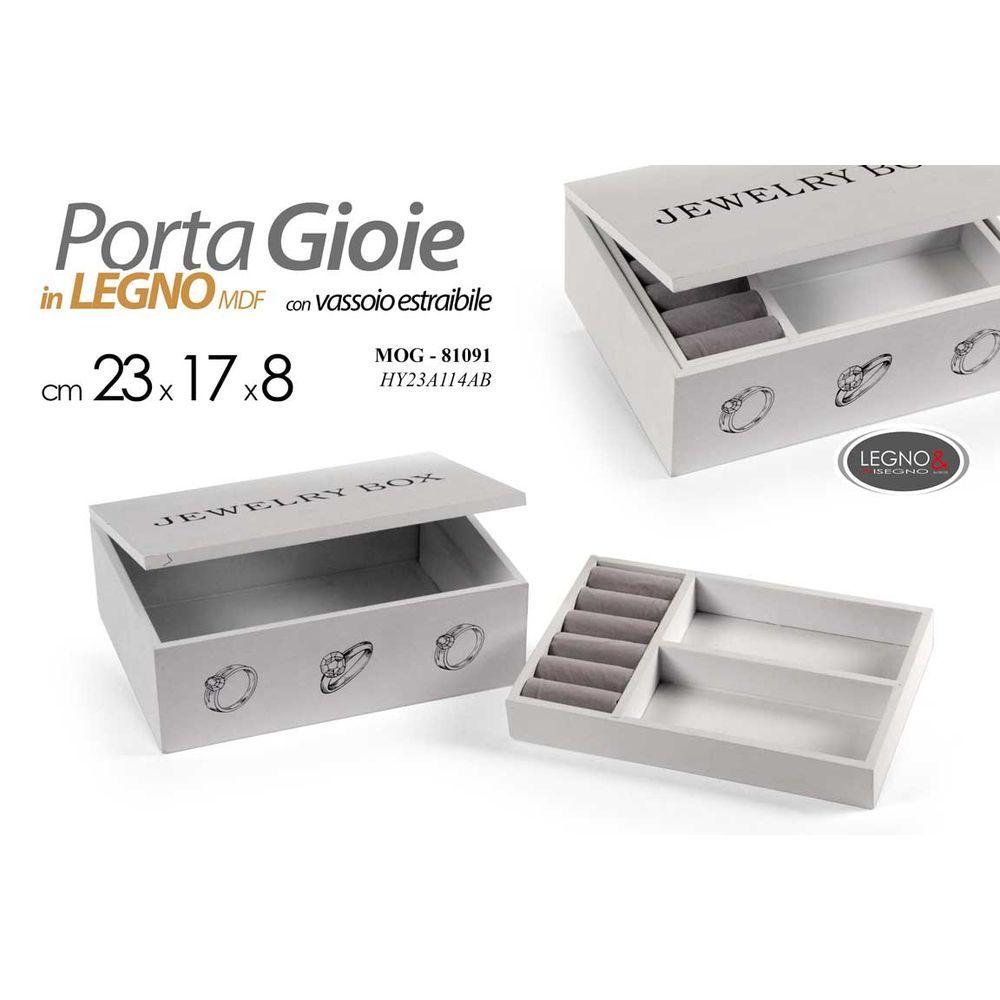 Mog/P.Gioielli Mdf 23*17*8Cm Hy23A114Ab - MDF Bianco - Porta Gioie | Mikasa