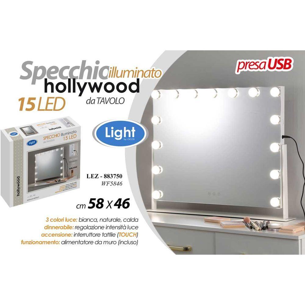 Lez/Specchio 15Led Move 58*46Cm W5846 - Legno Bianco - Specchi | Mikasa