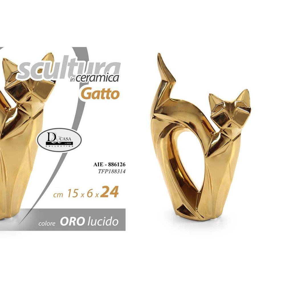 Aie/Gatto Decor C/Oro 15*6*24 Tfp188314 - Ceramica Oro - Oggettistica | Mikasa