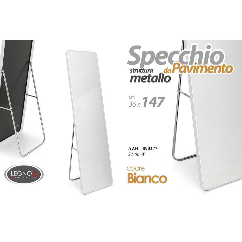 Azh/Specchio Bianco 36*147Cm 22-05/W - Metallo Bianco - Specchi | Mikasa