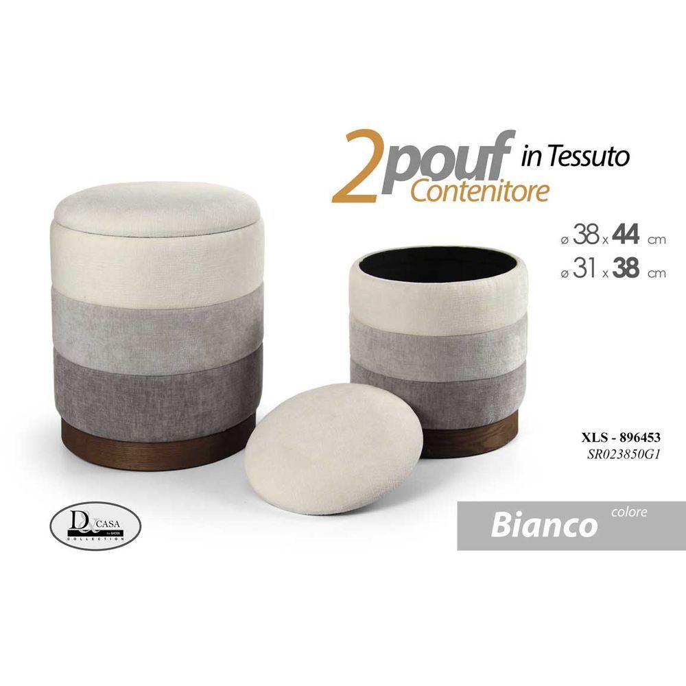 Pouf Contenitore Bianco 38*38*44Cm 896460 - Bianco - Pouf | Mikasa