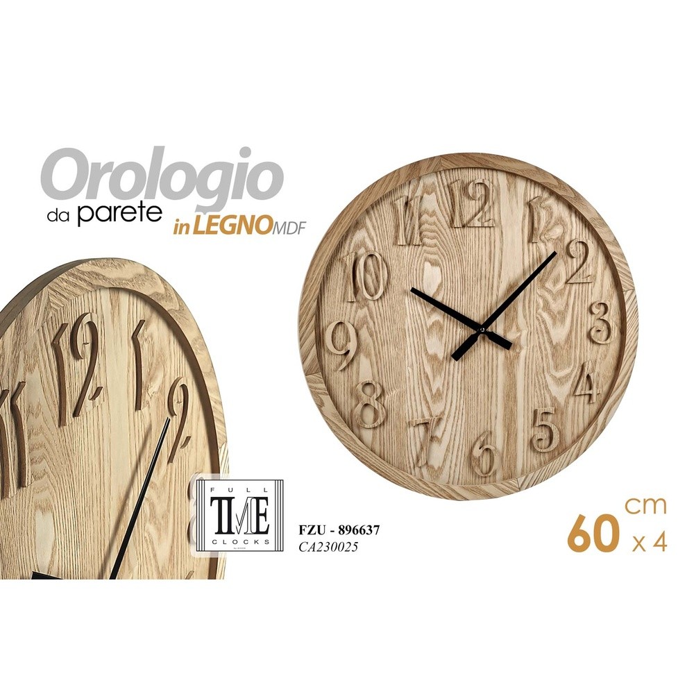 Fzu/Orologio Parete Mdf 60*4*60 Ca230025 - MDF Naturale - Orologi | Mikasa