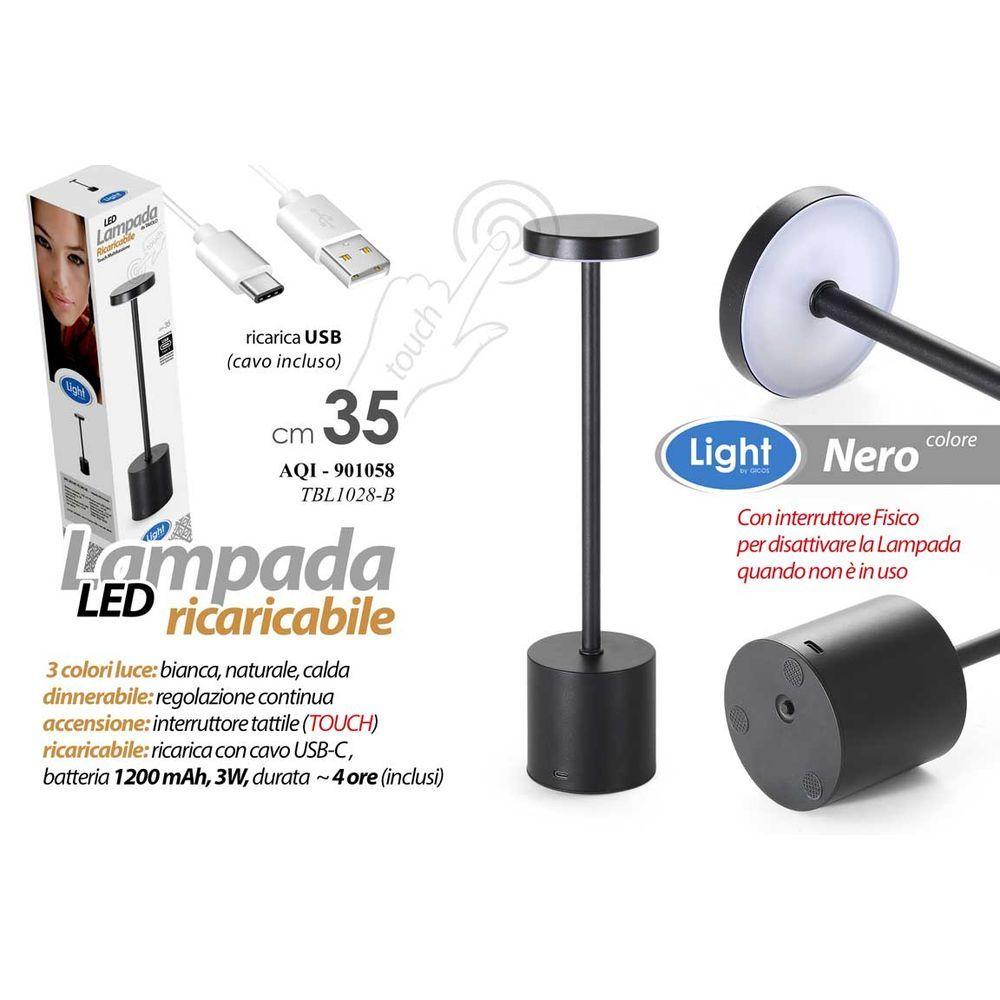 Aqi/Lampada Tavled Touc 8*34,5 Tbl1028/B - Metallo Nero - Lampade | Mikasa