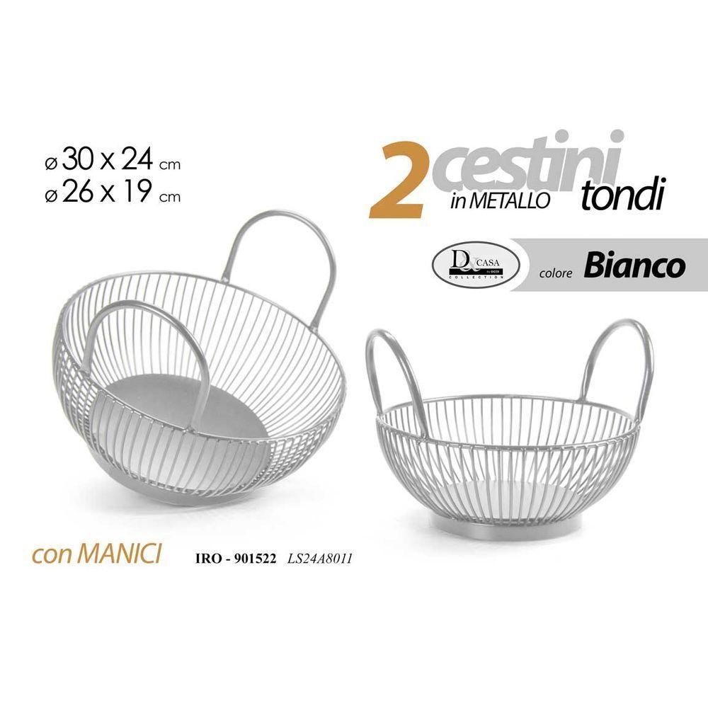 Cestino Ferro 26*25*19Cm 901546 - Metallo Bianco - Centrini | Mikasa