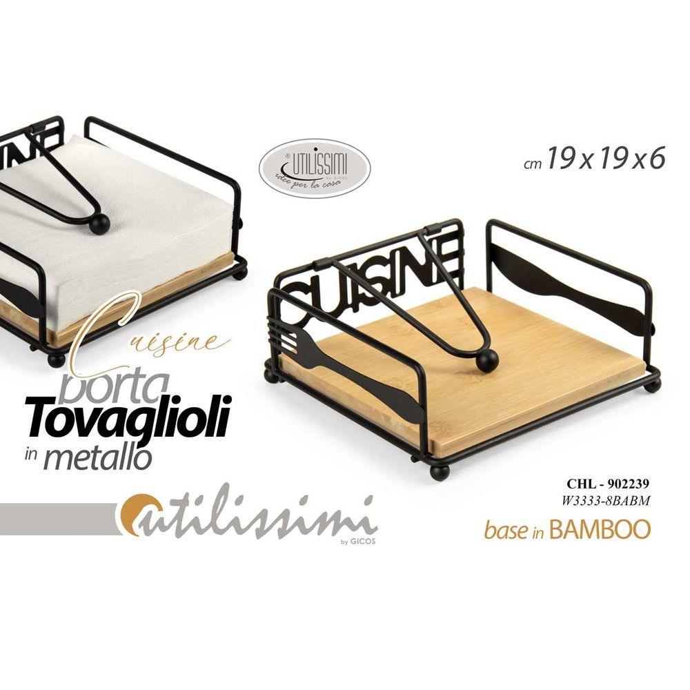 Chl/P.Tovagl Cuis 18*18,5*7  W3333-8Bamb - Nero - Porta Tovaglioli | Mikasa