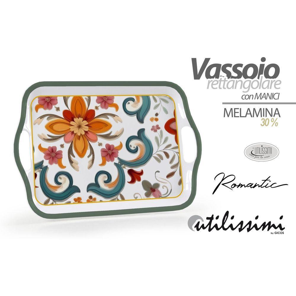 Lad/Vassoio 30%Mel Romantic 35*25*2 80413-R - Melamina Verde - Vassoi | Mikasa
