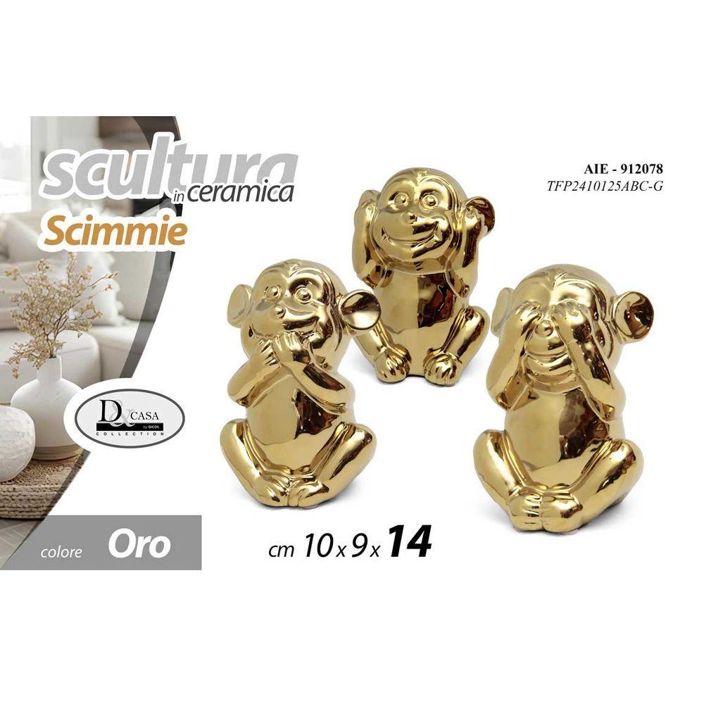 Aie/3 Scimmie 10*8,5*14 Tfp2410125Abc/G - Oro - Oggettistica | Mikasa