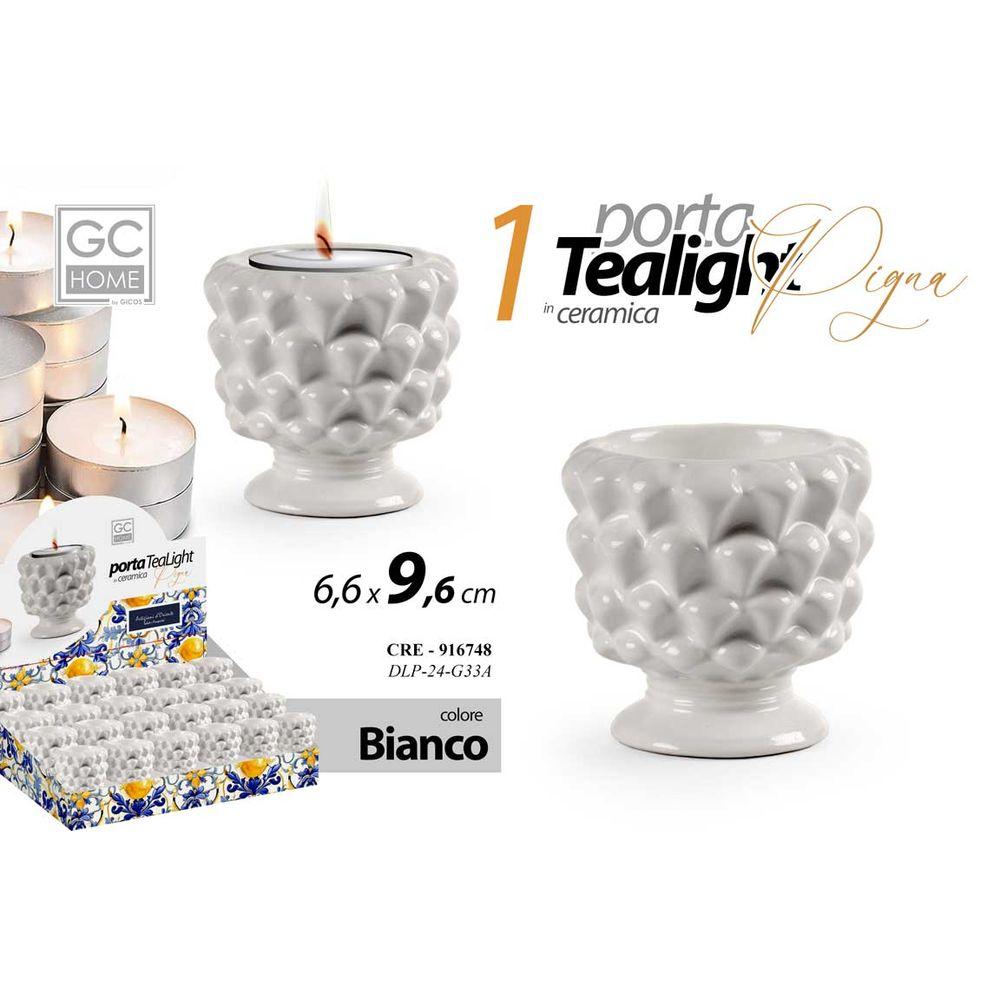 Cre/P.Tealight Bco Pigna 7*6   Dlp24G33A - Bianco - Porta Candele | Mikasa
