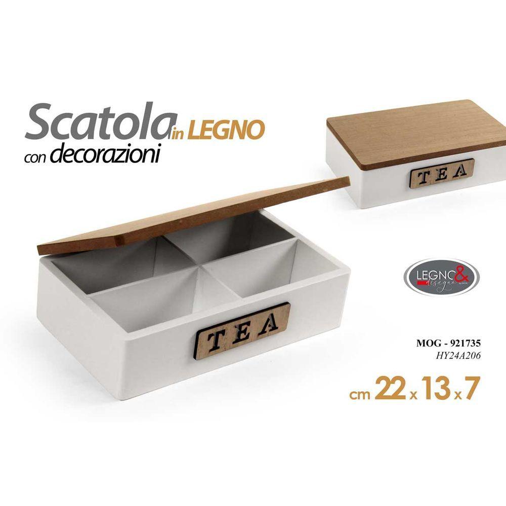 Mog/Scatola Tea Mdf Bia 22*13Cm Hy24A206 - MDF Bianco - Porta The | Mikasa
