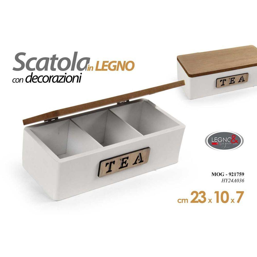 Mog/Scatola Tea Mdf Bia 23*10Cm Hy24A036 - MDF Bianco - Porta The | Mikasa