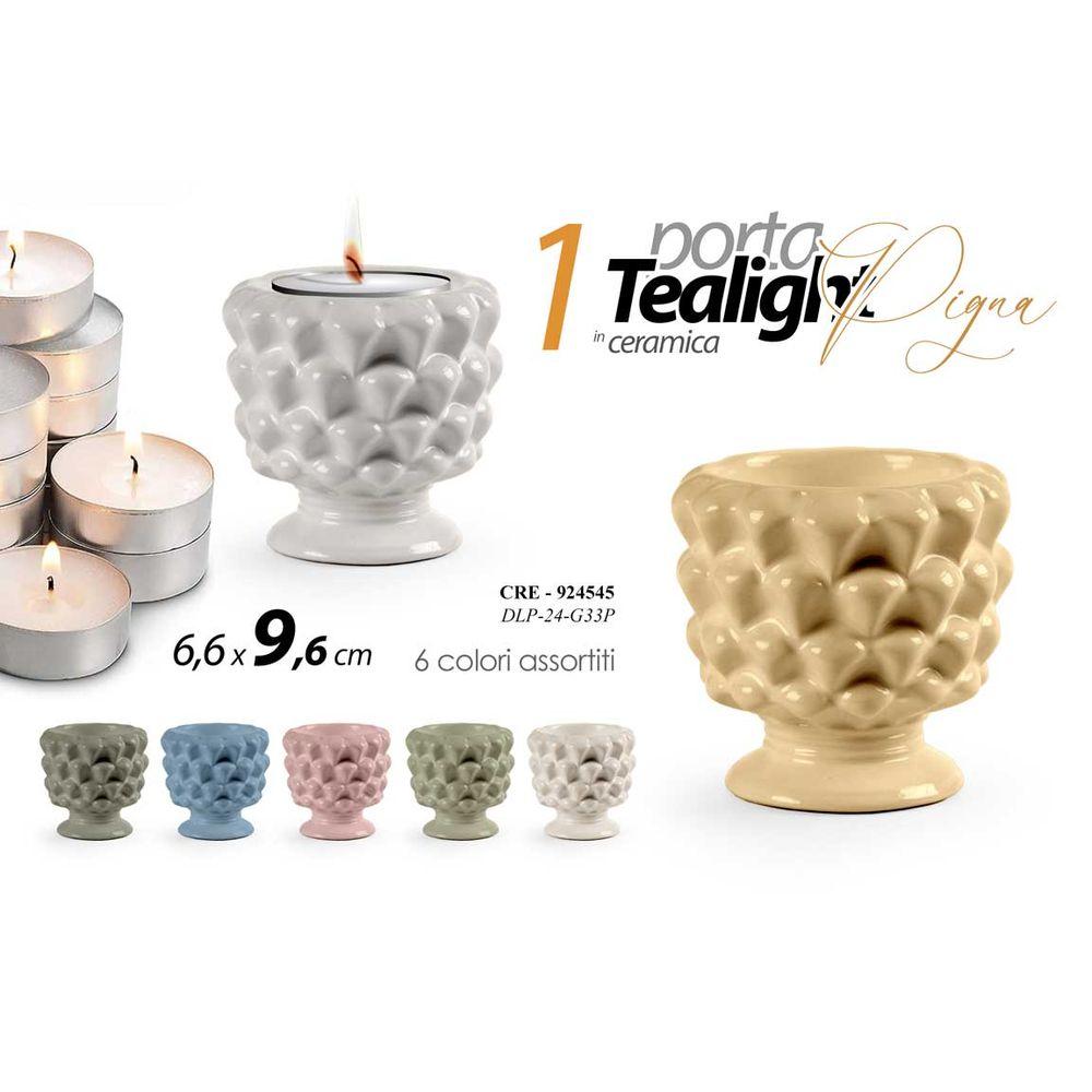 Cre/P.Tealight Pigna Ass 7*7*6 Dlp24G33P - Assortito - Porta Candele | Mikasa