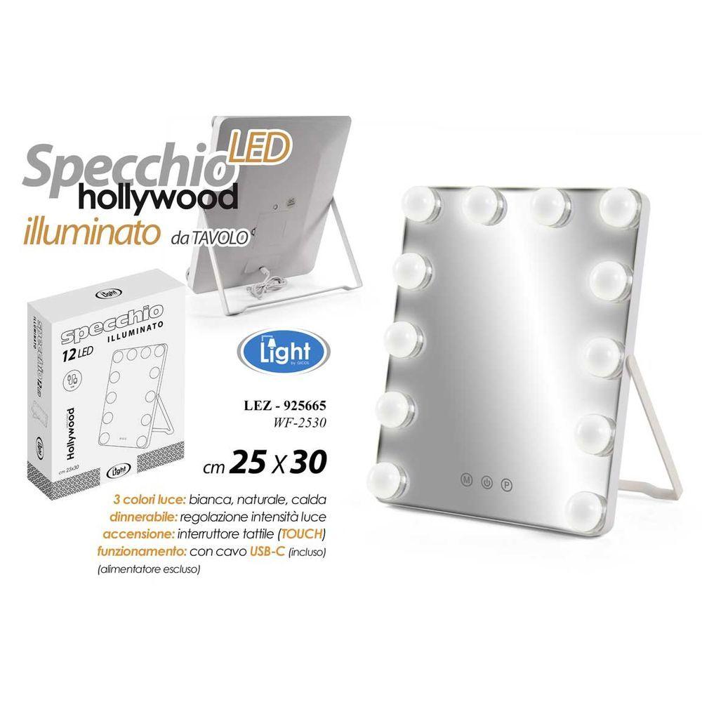 Lez/Specchio 12Led Hollyw 25*30 Wf-2530 - Specchi | Mikasa