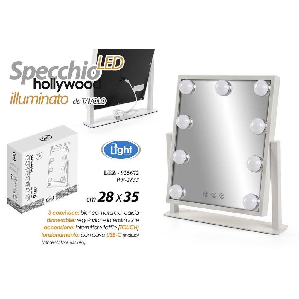 Lez/Specchio 9 Led Hollywood 28*30 Wf-2835 - Specchi | Mikasa