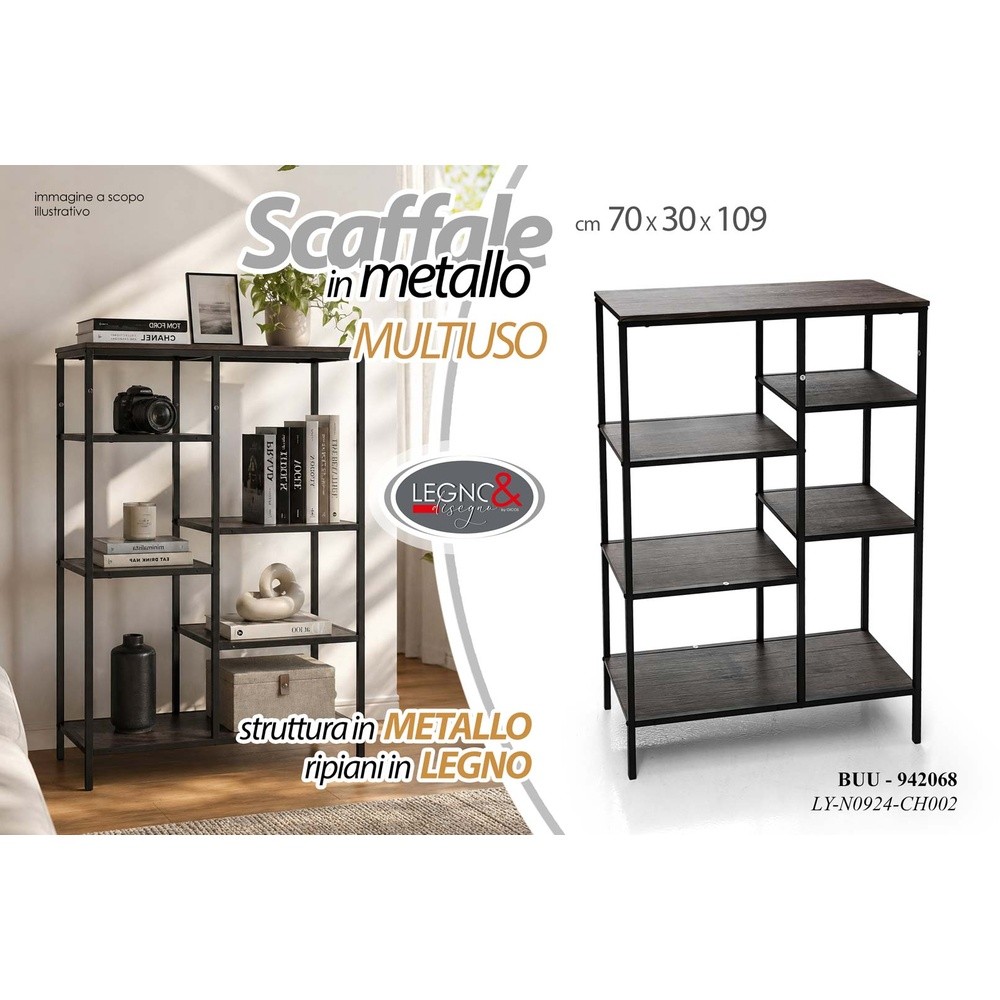 Buu/Scaffale 70*30*109 Ly-N0924-Ch002 - Nero - Mensole, Scaffali & Ripiani | Mikasa