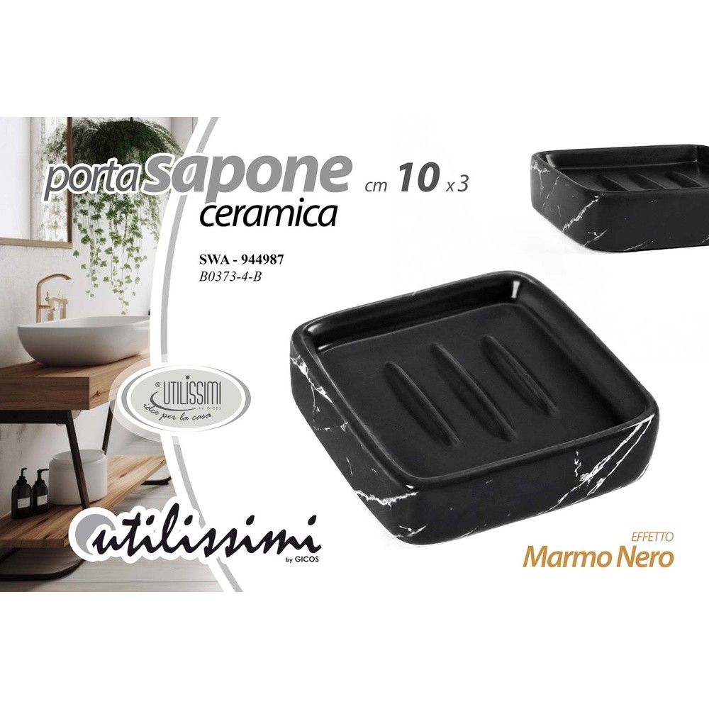 Swa/P.Sapone Sol Marm Ner 10*3 B0373-4/B - Nero - Accessori Bagno | Mikasa
