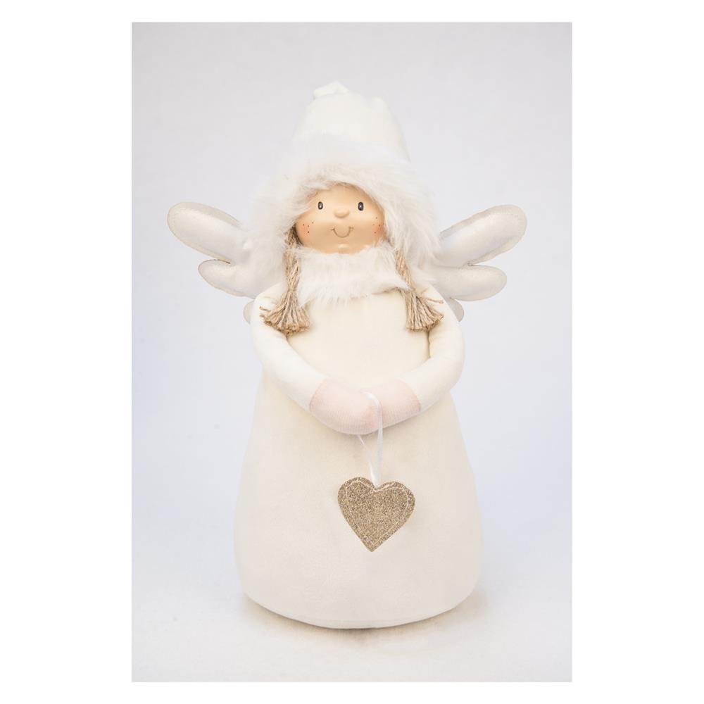 Adm 55654 Deco Angel With Heart Cream Big 23X16X36Cm - Crema - Pupazzi | Mikasa