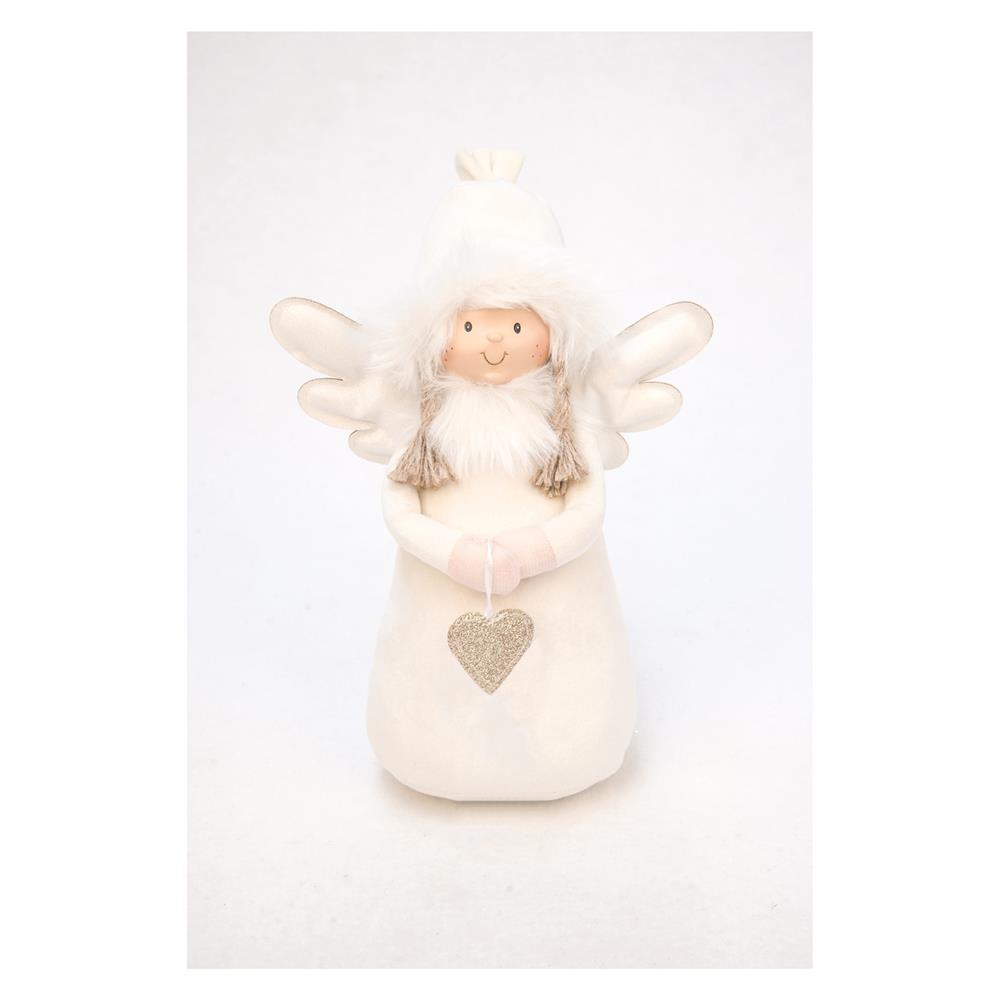 Adm 55655 Deco Angel With Heart Cream Med 20X11X28Cm - Crema - Pupazzi | Mikasa
