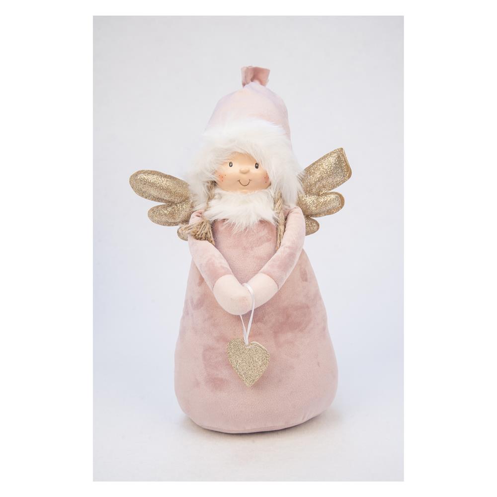 Adm 56040 Deco Angel With Heart Pink Big 23X16X36Cm - Rosa - Pupazzi | Mikasa