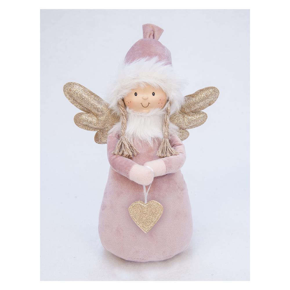 Adm 56042 Deco Angel With Heart Pink Med. 20X11X28Cm - Rosa - Pupazzi | Mikasa