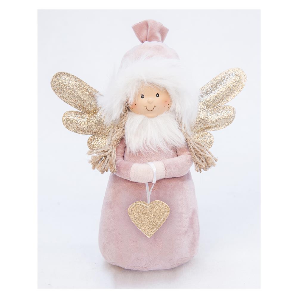 Adm 56044 Deco Angel With Heart Pink Small 16X7X20Cm - Rosa - Pupazzi | Mikasa