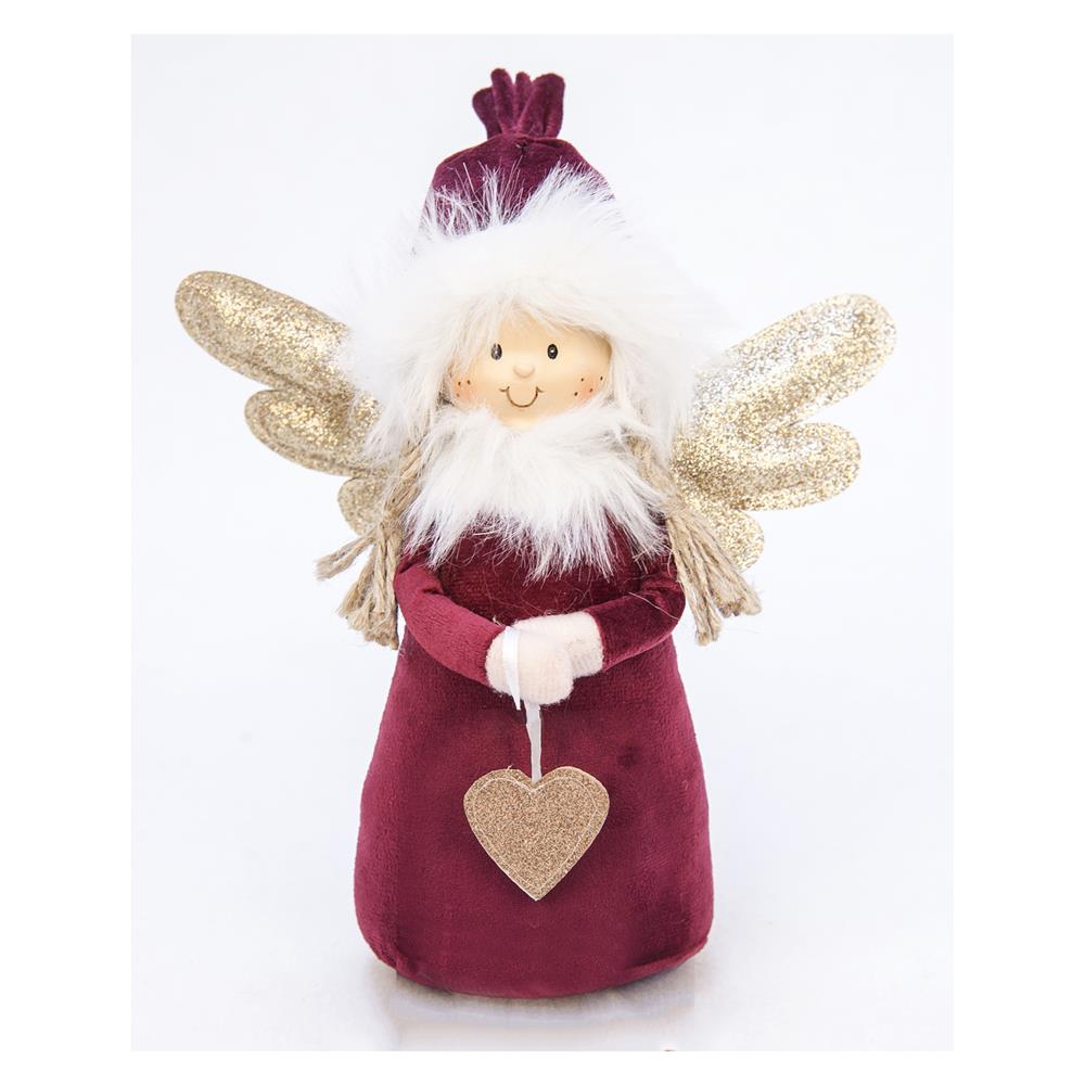 Adm 56045 Deco Angel With Heart Burgundy Small 16X7X20Cm - Rosso - Pupazzi | Mikasa