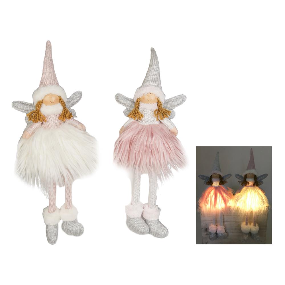 Adm 56710 Deco Bambolina Fur C/Led 15*8*46Cm - Rosa - Pupazzi | Mikasa