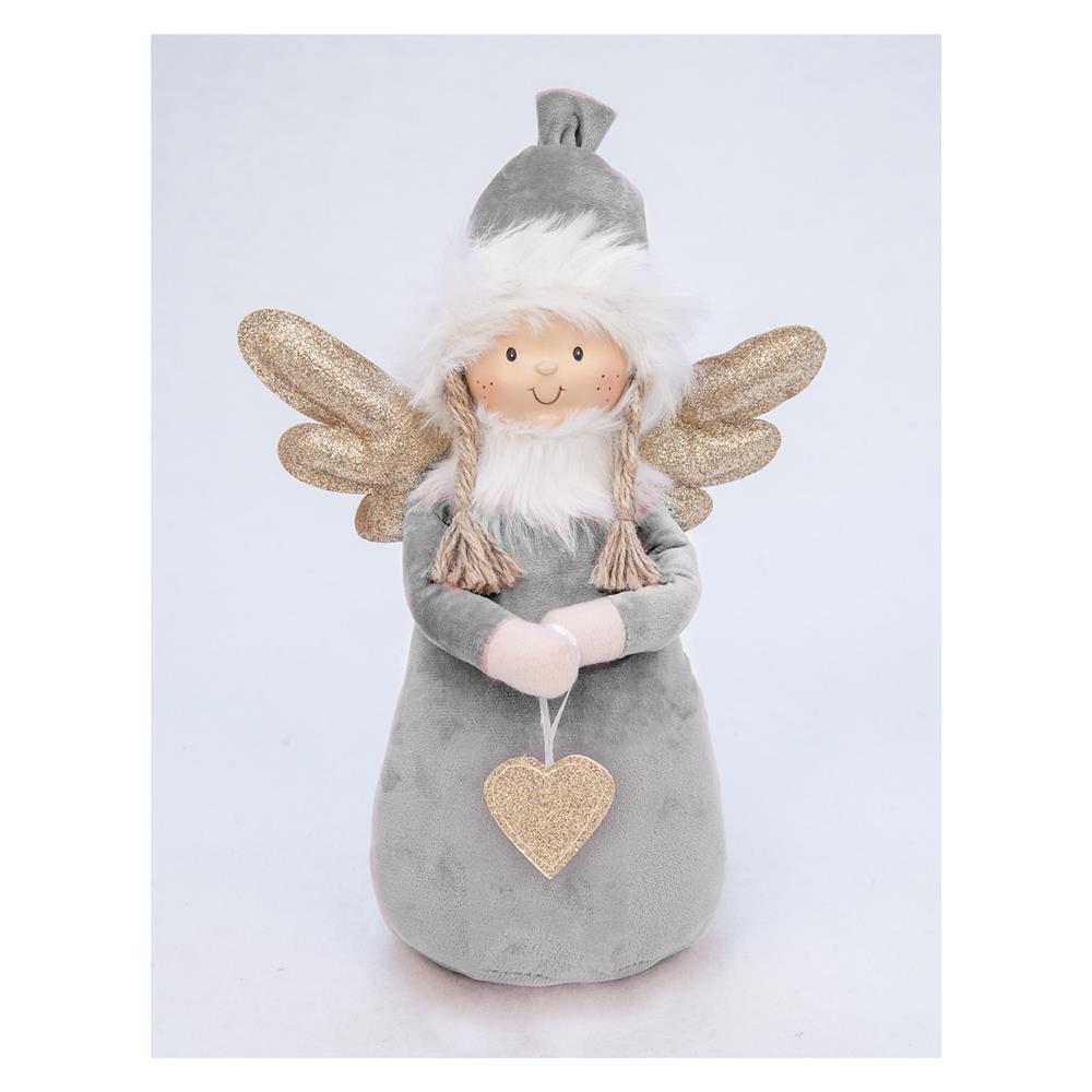 Adm 56923 Deco Angel With Heart Silver Med. 20X11X28Cm - Argento - Pupazzi | Mikasa