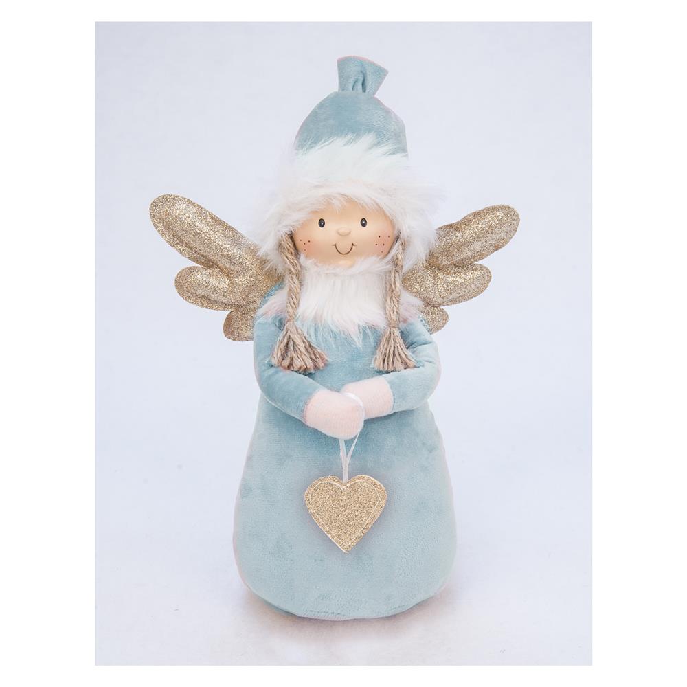 Adm 56924 Deco Angel With Heart Lt Blue Med. 20X11X28Cm - Blu - Pupazzi | Mikasa