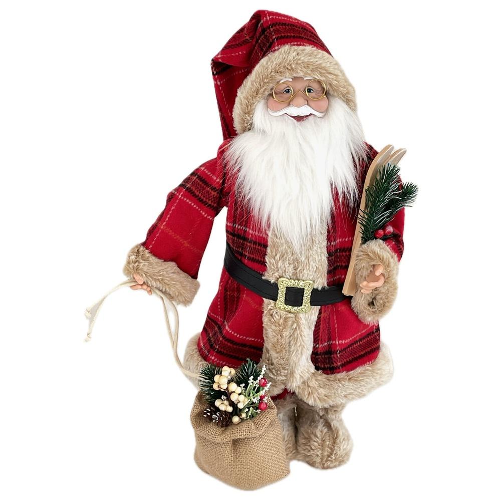 Adm 61685 Babbo Abito Scacchi Christmas 25*19*45Cm