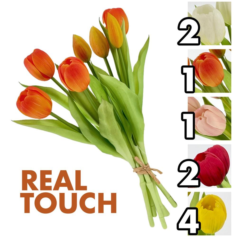 AME 62403 Bush Tulipani Jolie 7Fiori 32Cm 5 Ass. - Silicone Assortito - Fiori | Mikasa