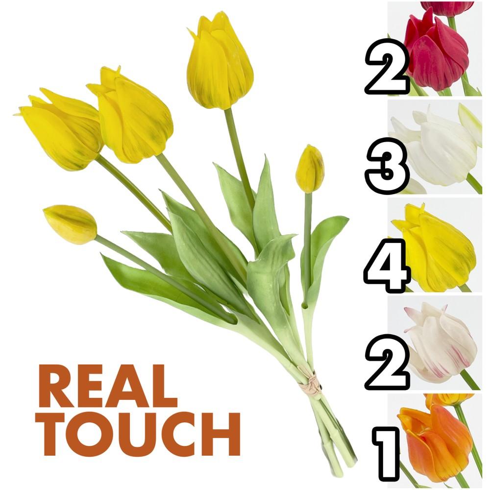 AME 62406 Mazzo Tulipani Elegance 5Fiori 45Cm 5 Ass. - Silicone Assortito - Fiori | Mikasa
